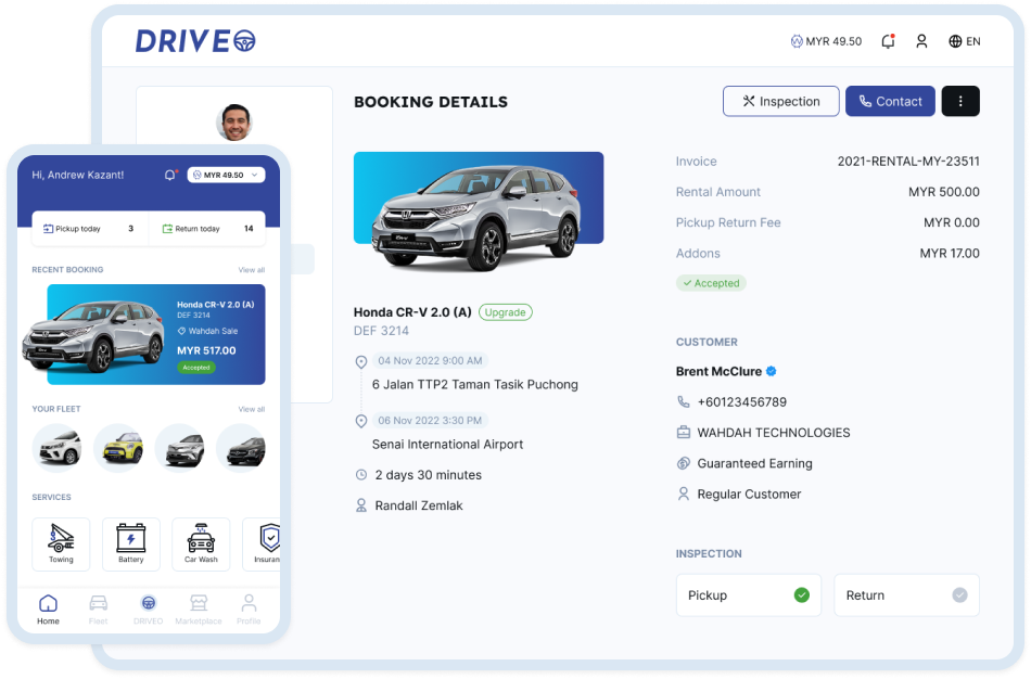 Driveo fleet dashboard and mobile app